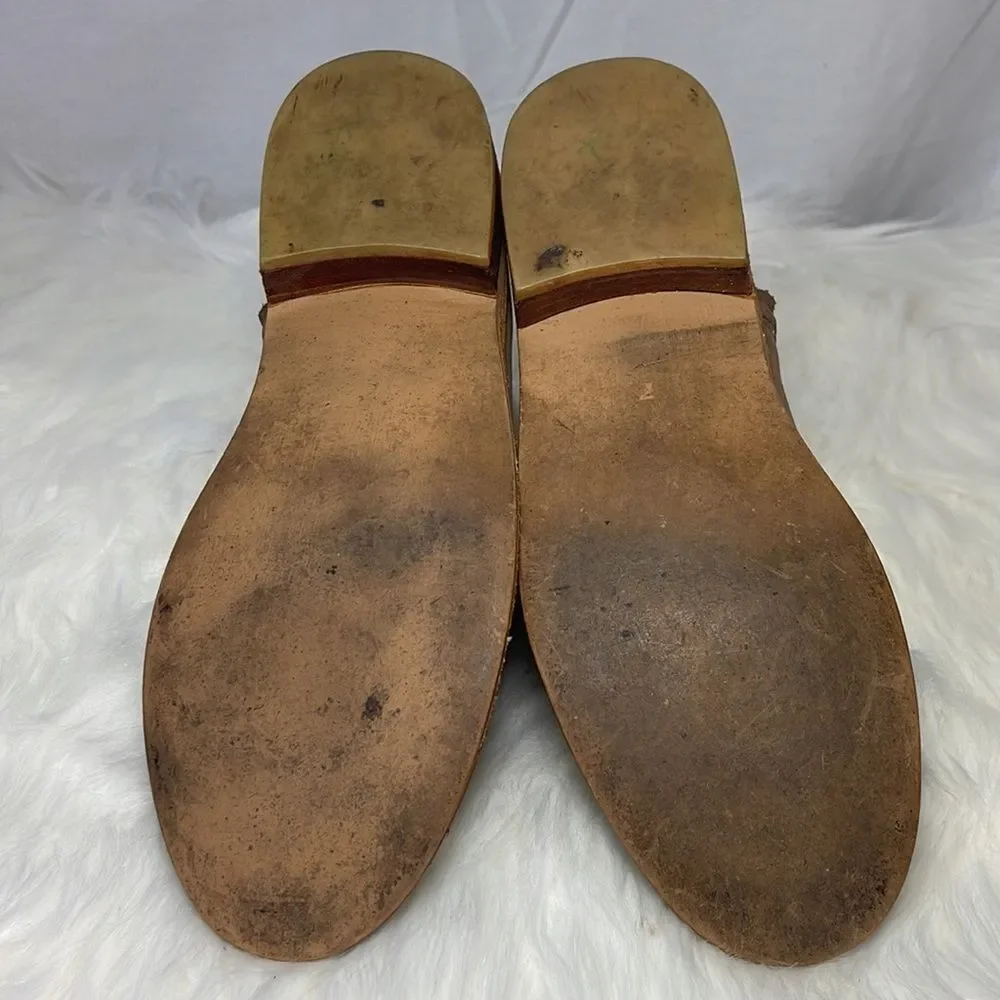 Fortress Of Inca Gold Leather Low Heel Booties‎ Sz 7